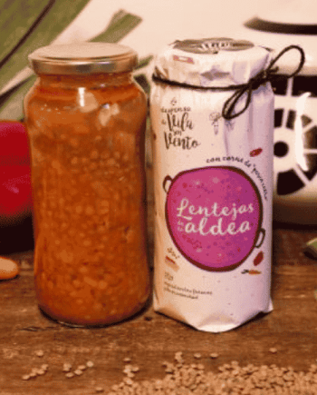 Lentejas de la aldea con Porco Celta en tarro de cristal de 575 g